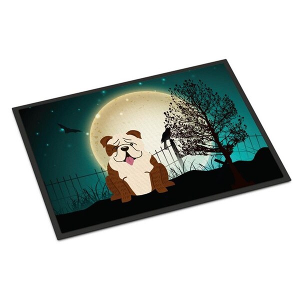Micasa Halloween Scary English Bulldog Brindle White Indoor or Outdoor Mat18 x 0.25 x 27 in. MI222621 - main